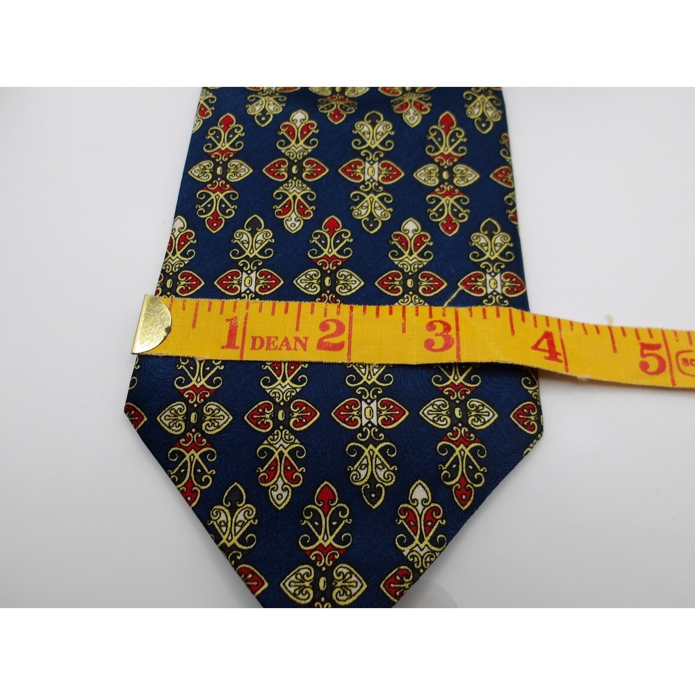 Pierre Cardin Paris Pure Silk Tie Blue Red Gold Pattern‎ Made in Italy Mens - Picture 3 of 3